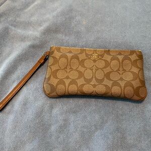 Coach Brown Tan Signature Wristlet or wallet